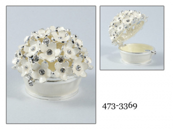 Malá luxusná okrúhla šperkovnička zdobená  korálkami 
