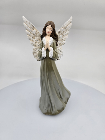 Dekoračný anjel, tmavosivý, 26x11x9 cm