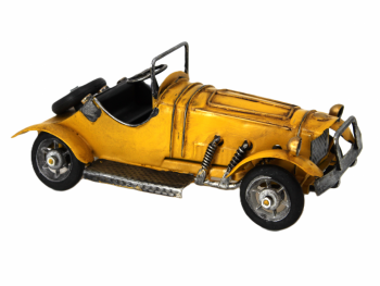 Replika veterán žlté auto bez strechy, kovové, 20x9x9,5cm