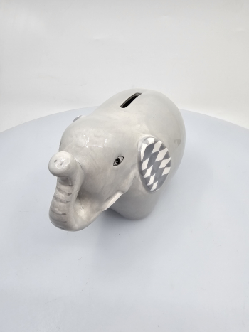 Pokladnička slon, sivá, 11x18x9 cm