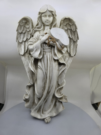 Dekoračný anjel so srdcom, tmavosivý, 50x30x14 cm